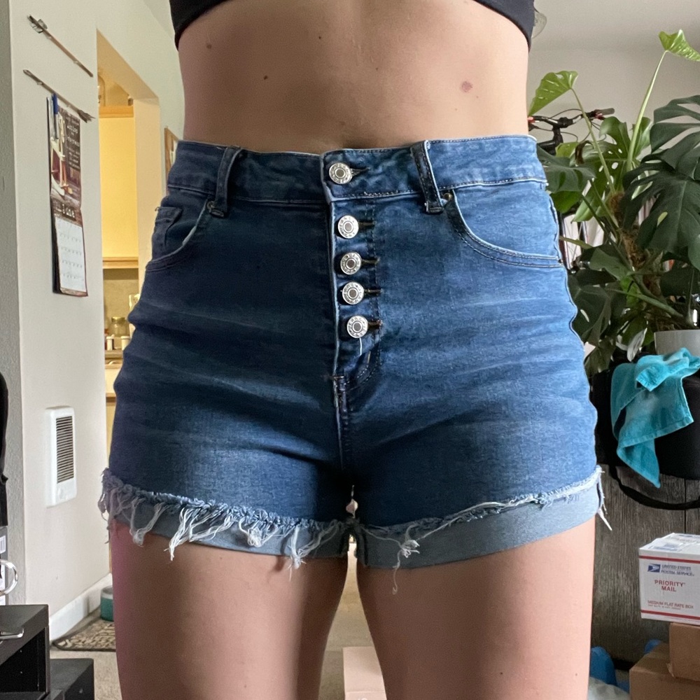 High waisted denim shorts